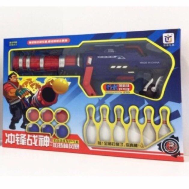 (BLUE)Jia Yi Toy Shooting Gun With 6 Ball And 6 Bowling
